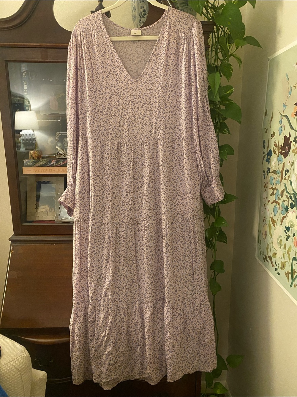 a new day Lavender Floral V-Neck Tiered Maxi Dress